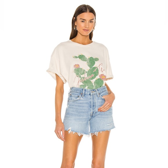 Agolde Light Blue Distressed Jean Shorts - Picture 7 of 7